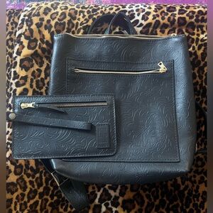 Portland Leather  - Black Dahlia Backpack & Wristlet set!